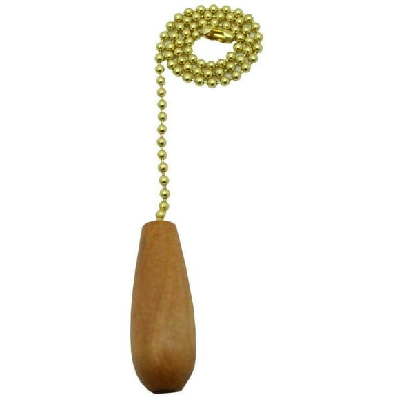 Westinghouse 12 In. Polished Brass Pull Chain with Wood Knob Ornament 77087