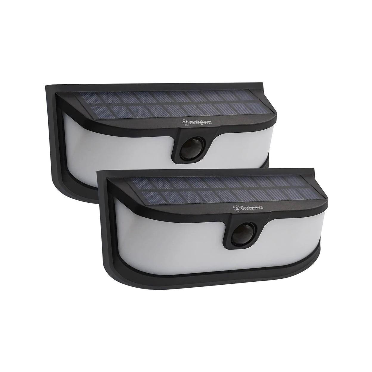 Black Solar LED Motion Activated Wall Lights with Frosted Lens
