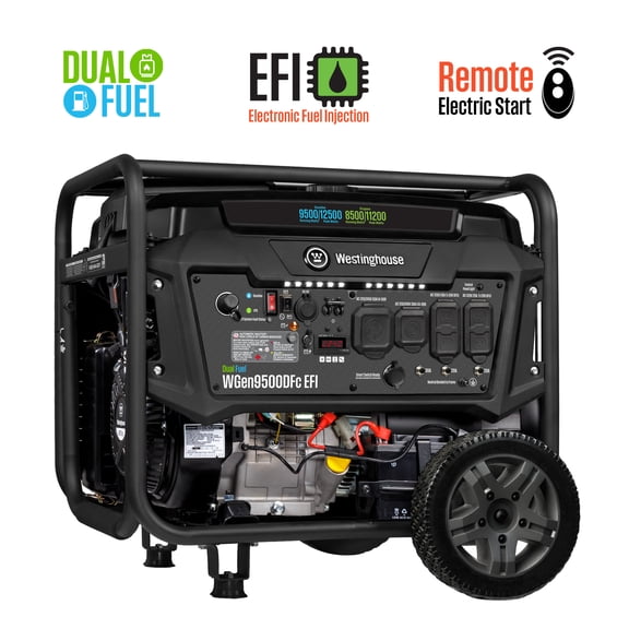 Westinghouse 12500 Peak Watt EFI Dual Fuel Home Backup Portable Generator, Remote Electric Start, Transfer Switch Ready, Gas and Propane Powered, CO Sensor, CARB Compliant