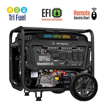 Westinghouse 12500 Peak Watt EFI Tri Fuel Home Backup Portable Generator, Remote Electric Start, Transfer Switch Ready, Gas and Propane Powered, CO Sensor, CARB Compliant