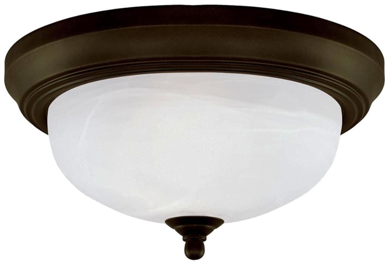 Elegant Bronze & Frosted Glass 13" Flush Mount Ceiling Light