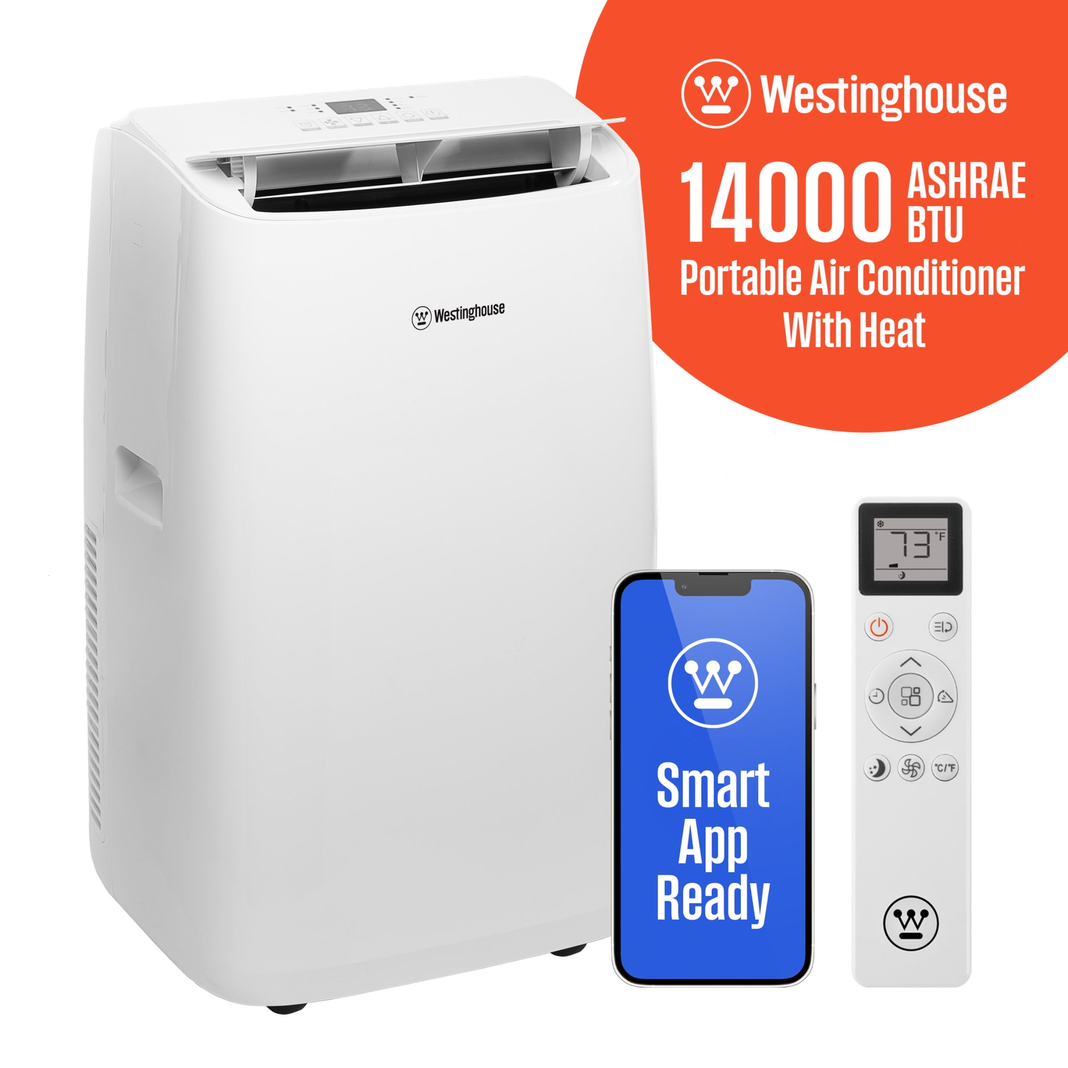 Westinghouse 14,000 BTU White Portable Air Conditioner with Heat Pump and Remote