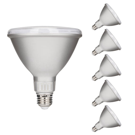 Westinghouse 15 Watt (90 Watt Equivalent) Clear PAR38 Flood Dimmable LED Light Bulb Medium (E26) Base with Color Temperature Selectable, 6-Pack
