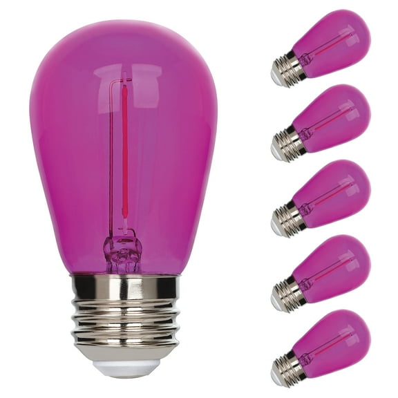 Westinghouse 2 Watt (40 Watt Equivalent) Pink S14 Omni Filament LED Light Bulb Medium (E26) Base, 6-Pack
