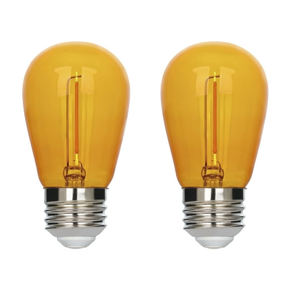 Westinghouse 2 Watt (40 Watt Equivalent) Yellow S14 Omni Filament LED Light Bulb Medium (E26) Base, 2-Pack