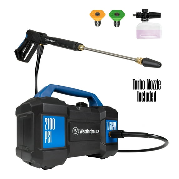 Westinghouse 2100 Max PSI at 1.76 Max GPM Electric Pressure Washer, Detachable Foam Cannon, 3-Nozzle Set