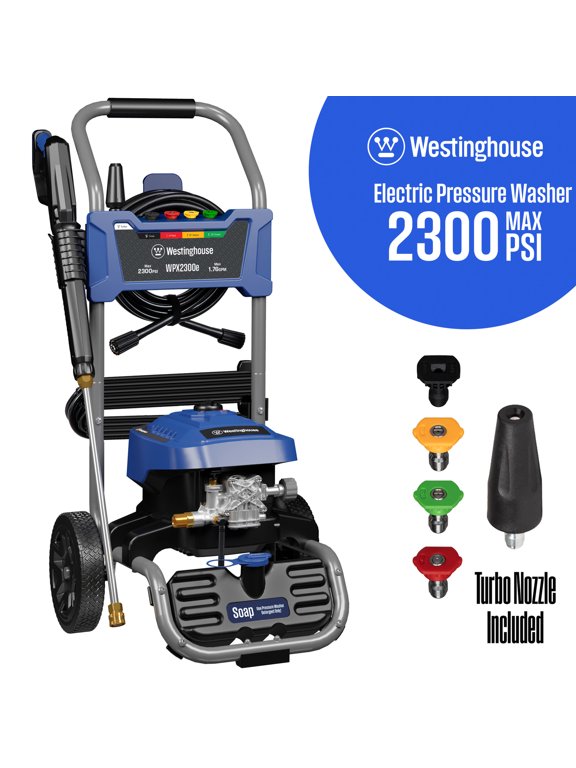 WPX2300e Heavy Duty 2300 Max PSI 1.76 Max GPM Electric Pressure washer with 5 Spray Tips and Soap Tank