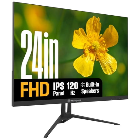 Westinghouse 24 Inch Monitor, 1080p Full HD IPS Computer Screen, 120Hz Refresh Rate, 1ms Response, HDR, Adaptive Sync, Built-in Speakers, HDMI, DP, Gaming & Home Office (2026 Model)
