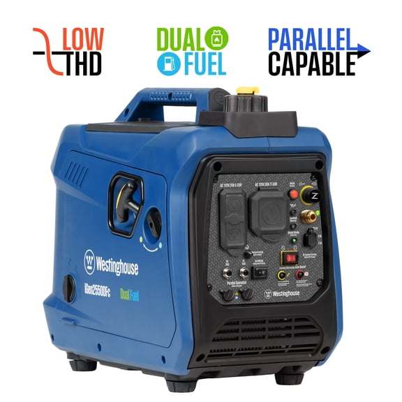 Westinghouse 2550 Peak Watt Dual Fuel Portable Inverter Generator, Gas or Propane with CO Sensor