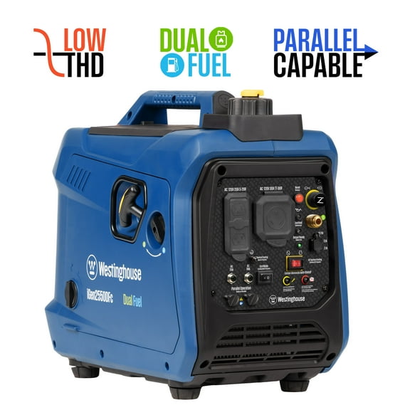 Westinghouse 2550 Peak Watt Dual Fuel Portable Inverter Generator, Gas or Propane with CO Sensor