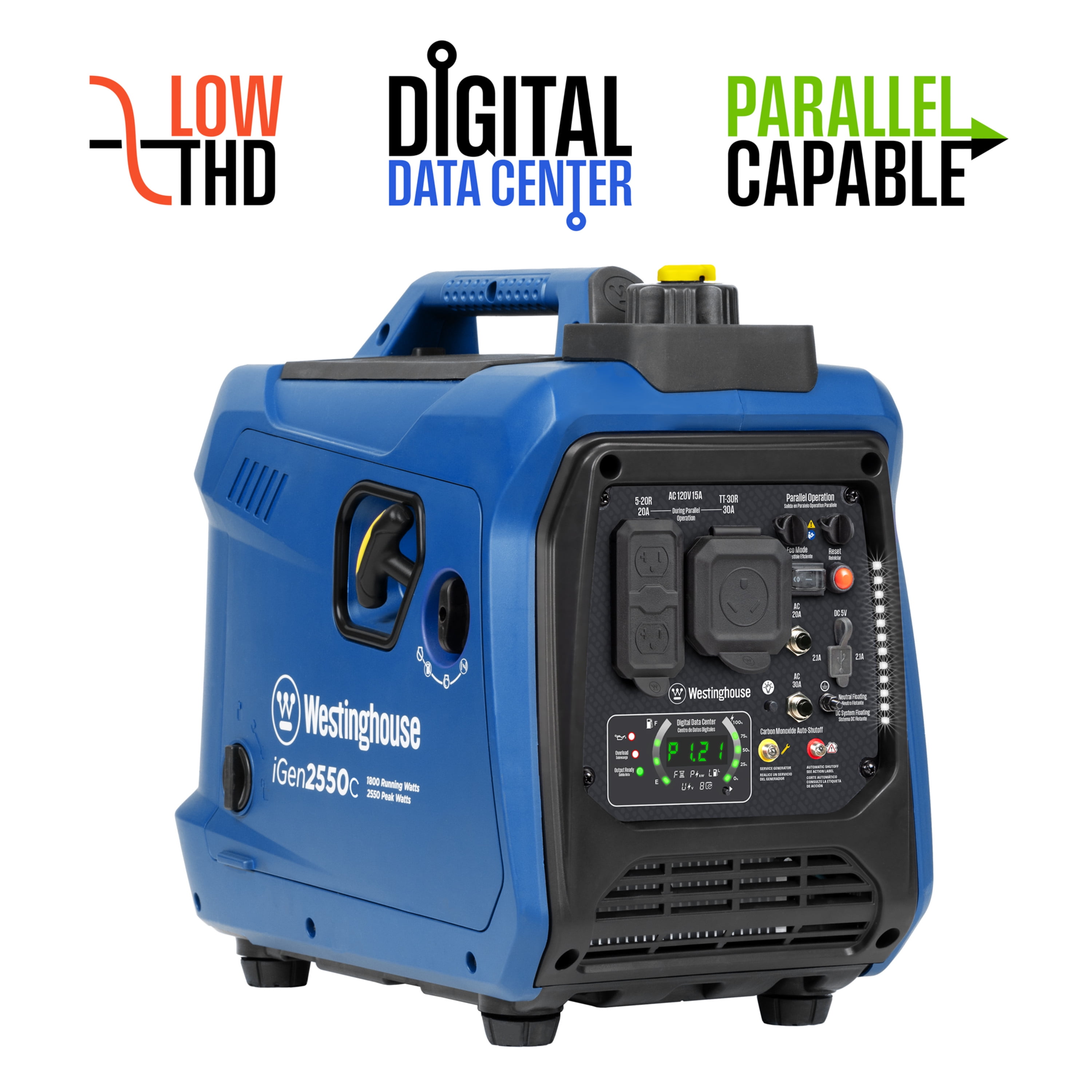 3,700-Watt Gas Powered Portable Inverter Generator with Recoil Start, LED  Data Center, Quiet Technology