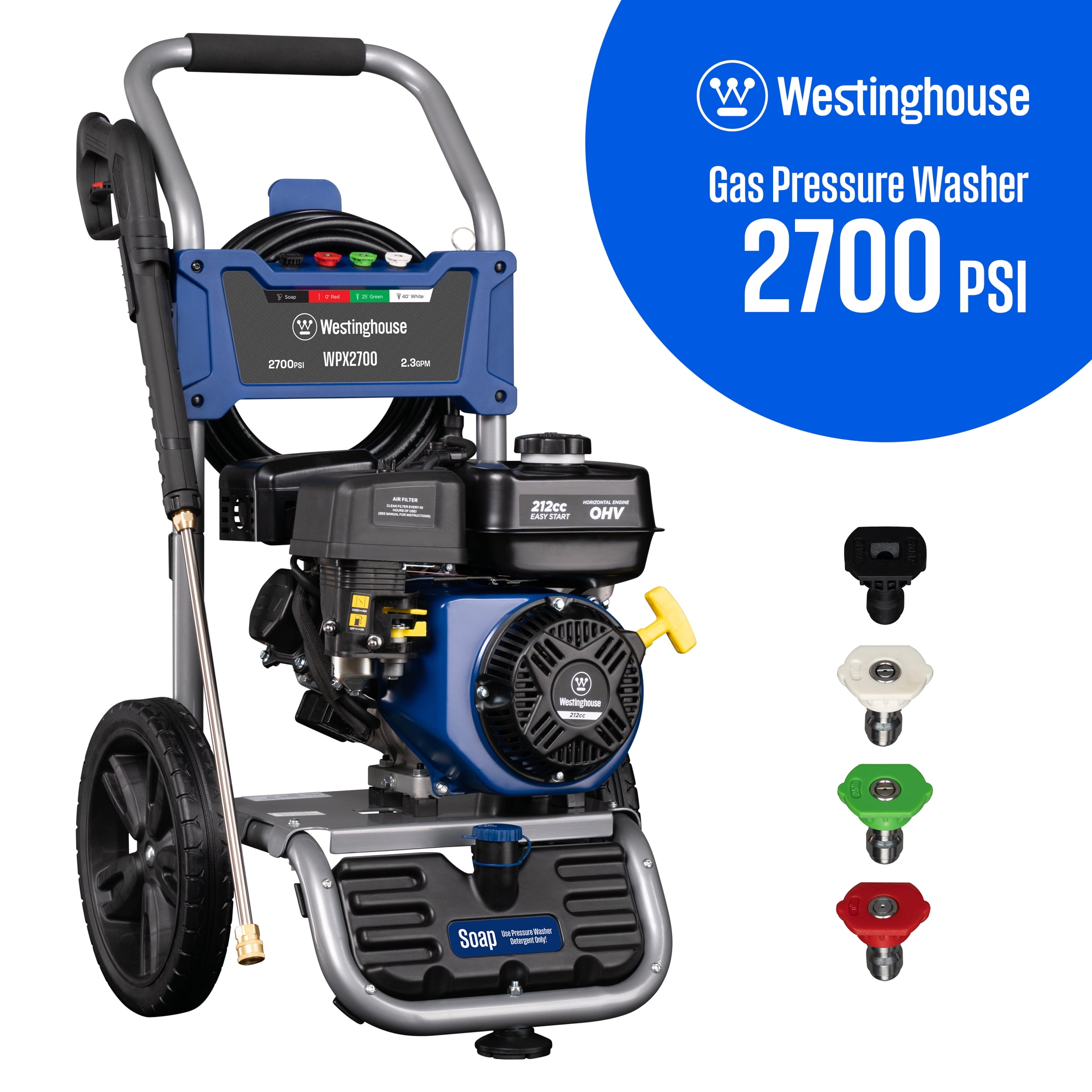Westinghouse Power 2700 PSI, 2.3 GPM Gas Pressure Washer with 4 Nozzles