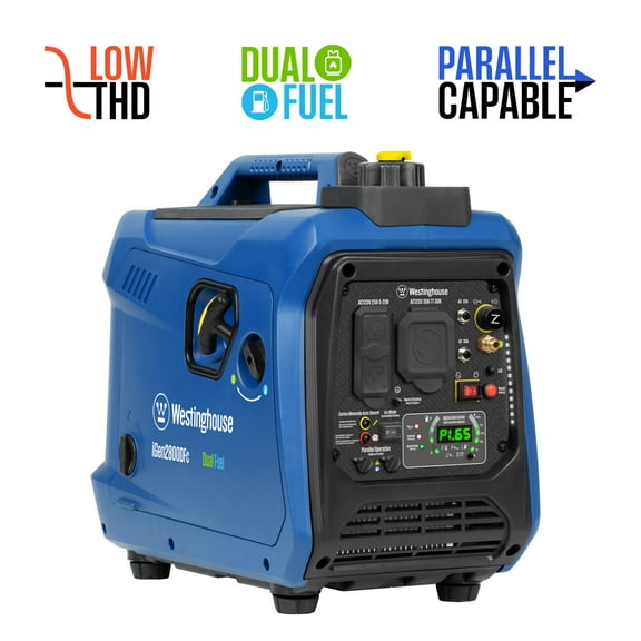 Westinghouse 2800 Peak Watt Portable Gas & Propane Powered Inverter Generator, Dual Fuel, Parallel Capable with CO Sensor