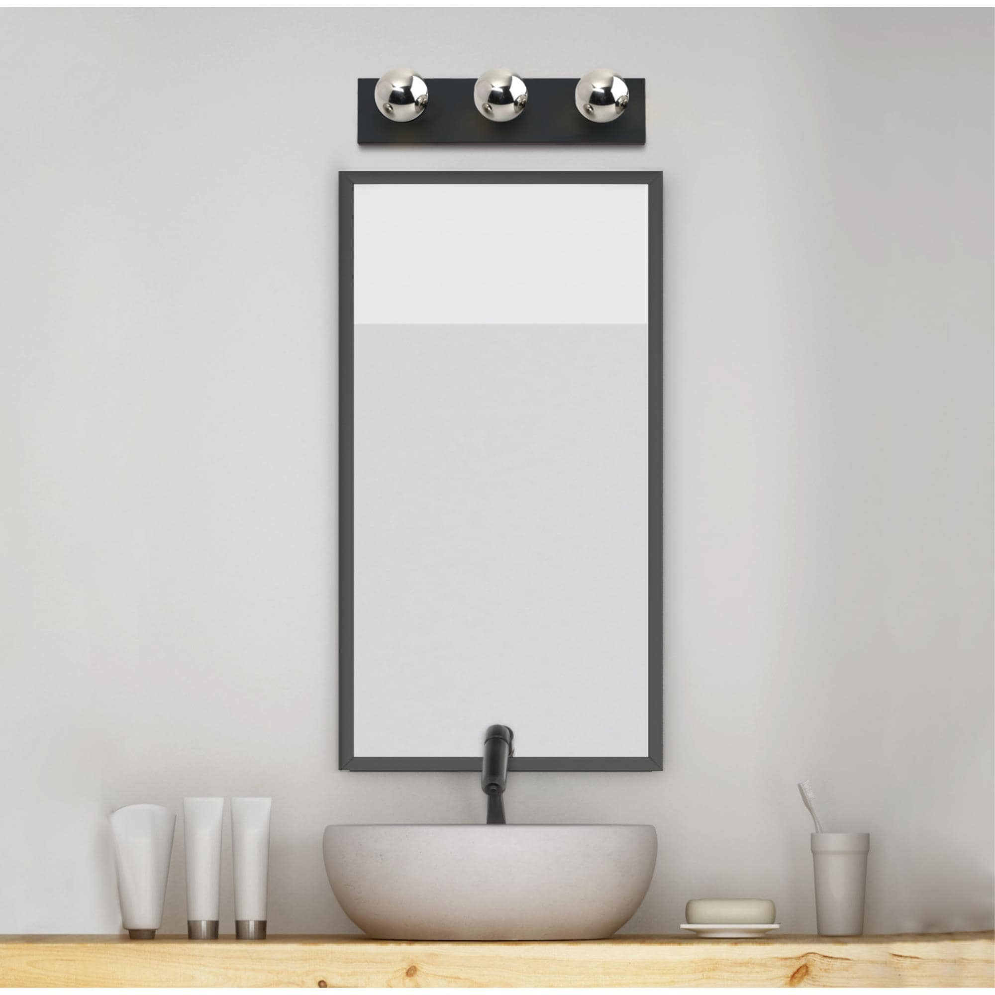 Sleek Matte Black 18" Direct Wired Dimmable Vanity Light Fixture