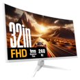 thumbnail image 1 of Westinghouse 32 Inch Curved Full HD White Gaming Monitor, 240Hz, AMD FreeSync Support, Low Motion Blur, 1500R Curve, 1920 x 1080, for PC Games with Built in Speakers, DisplayPort, HDMI, 1 of 9