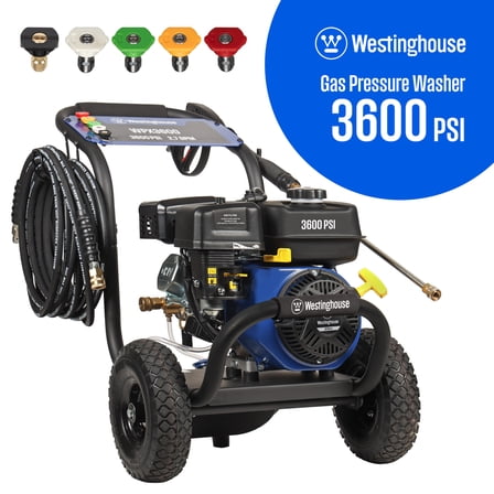 Westinghouse 3600-PSI, 2.7-GPM Heavy Duty Gas Pressure Washer, 5 Nozzles, Soap Tank