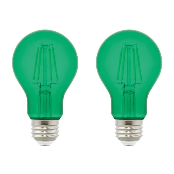 Westinghouse 4.5 Watt (40 Watt Equivalent) Green A19 Omni Filament LED Light Bulb Medium (E26) Base, 2-Pack