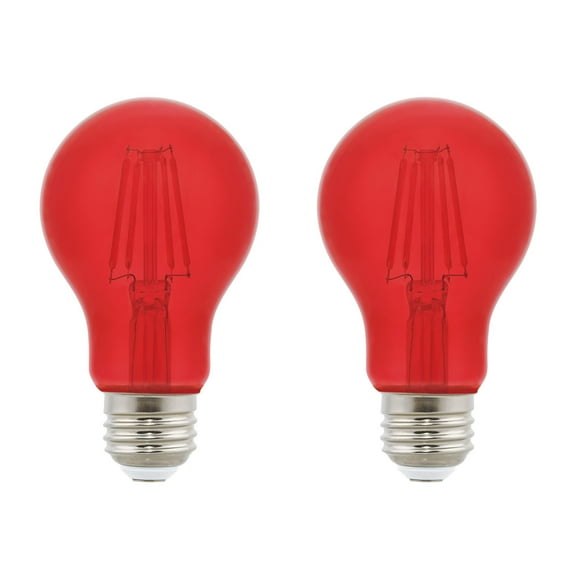 Westinghouse 4.5 Watt (40 Watt Equivalent) Red A19 Omni Filament LED Light Bulb Medium (E26) Base, 2-Pack