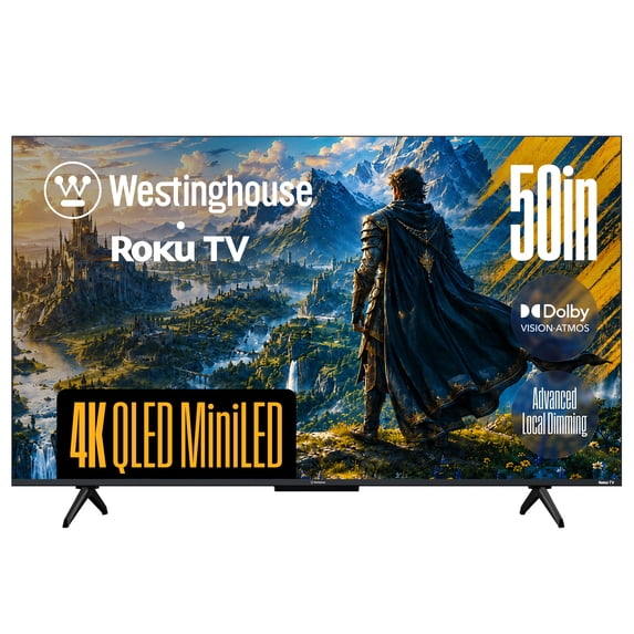 Westinghouse 50” Mini-LED 4K UHD Roku TV, Dolby Vision HDR, QLED Quantum Color, Local Dimming, MEMC Motion, HomeKit