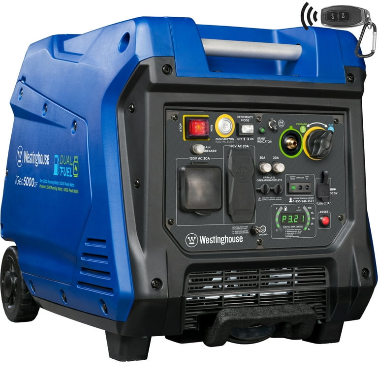 Westinghouse 5000 Peak Watt Electric Start Dual Fuel Portable Inverter  Generator with RV Outlet