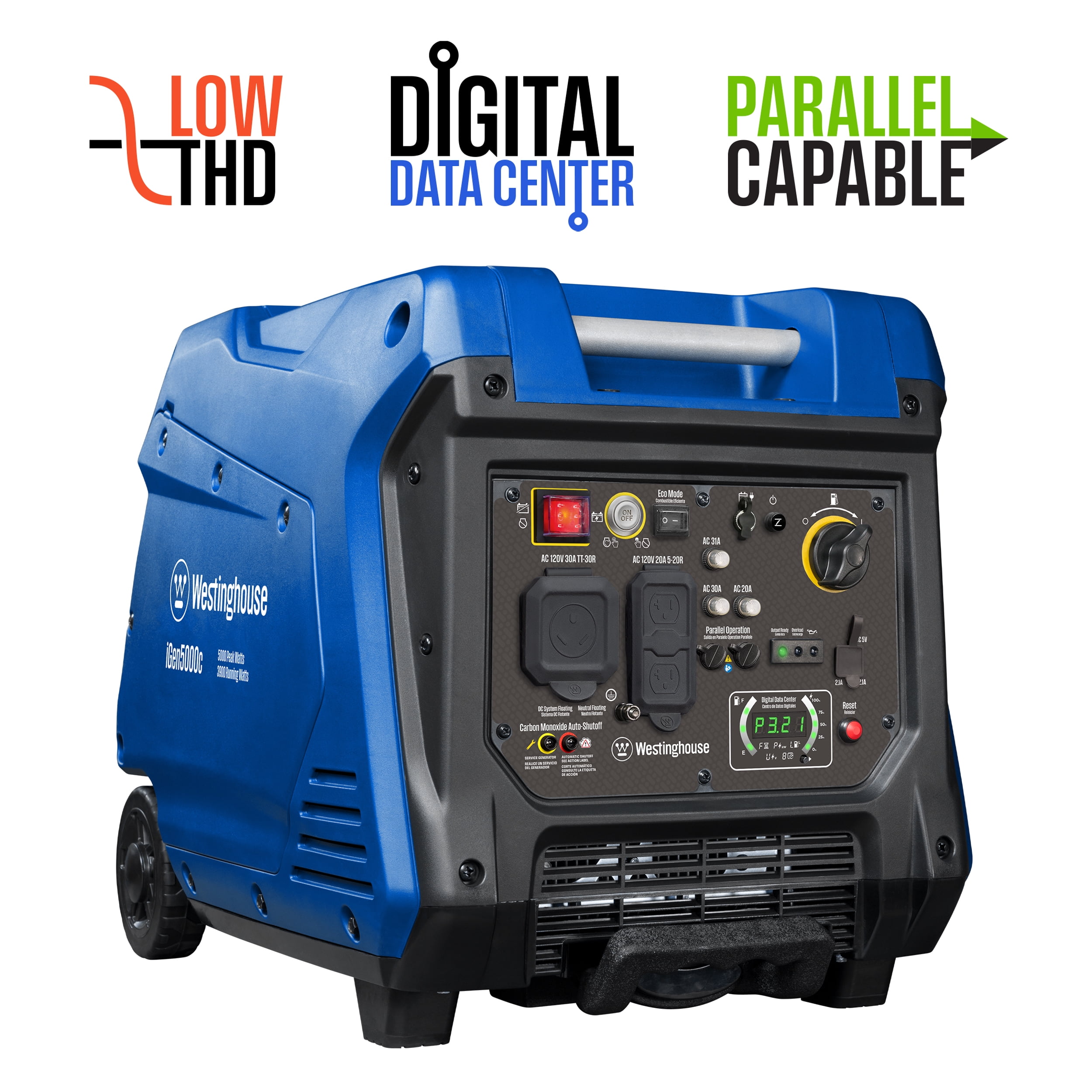 Westinghouse 5000 Peak Watt RV Ready, Gas Powered Portable Inverter Generator with Remote Start, CO Sensor