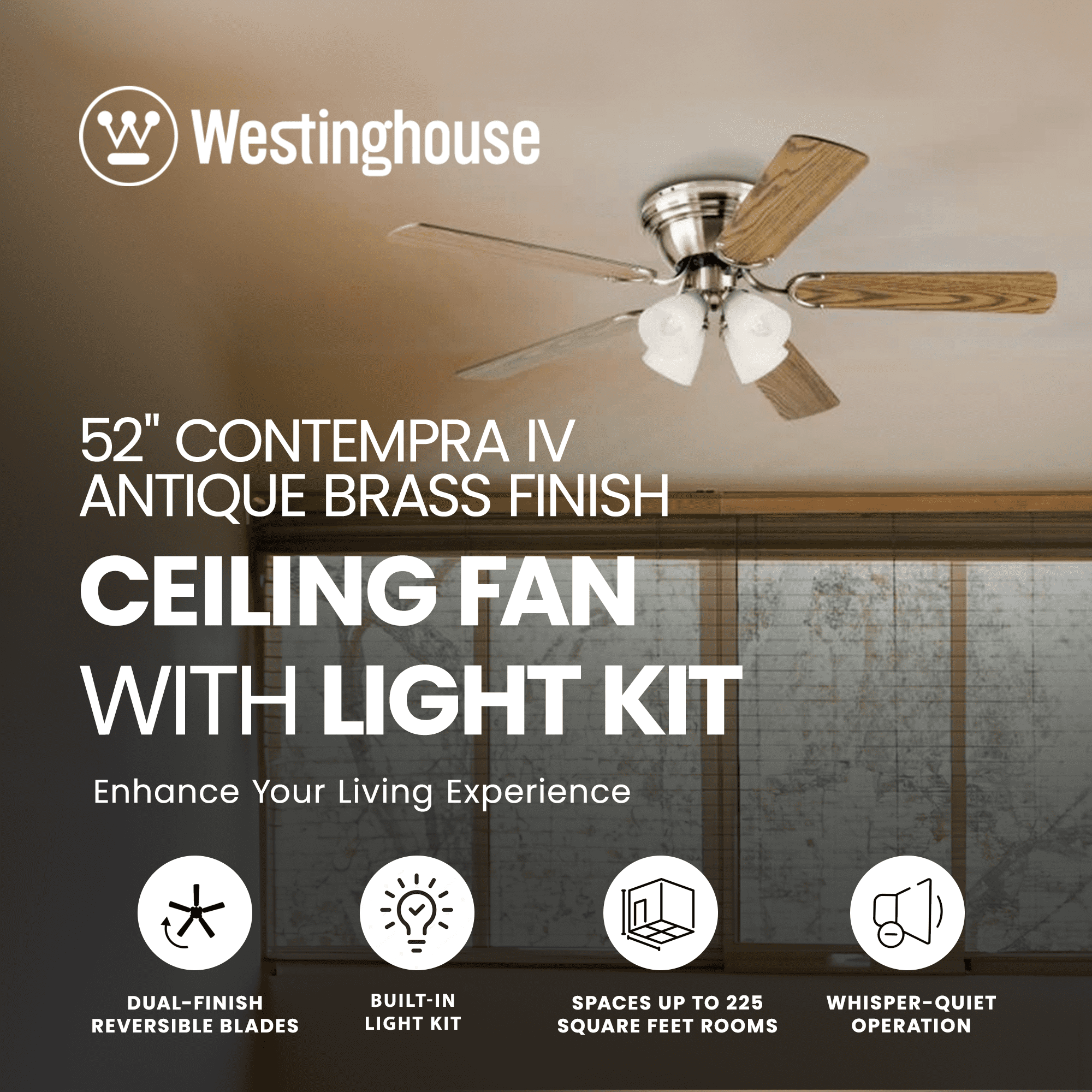 NOVITA 【BRASS】　120 Westinghouse Lighting Contempra IV 52-Inch Five-Blade Indoor