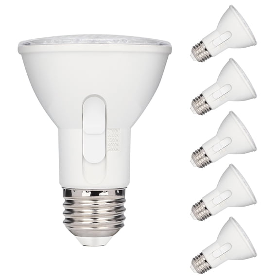 Westinghouse 6.5 Watt (50 Watt Equivalent) Clear PAR20 Flood Dimmable LED Light Bulb Medium (E26) Base with Color Temperature Selectable, 6-Pack