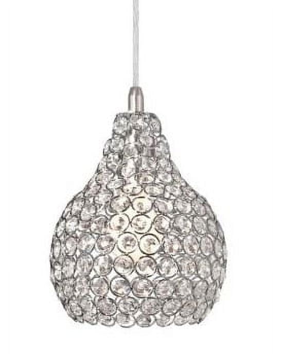 Kelcie Teardrop Mini Pendant with Crystal Shade and Nickel Finish