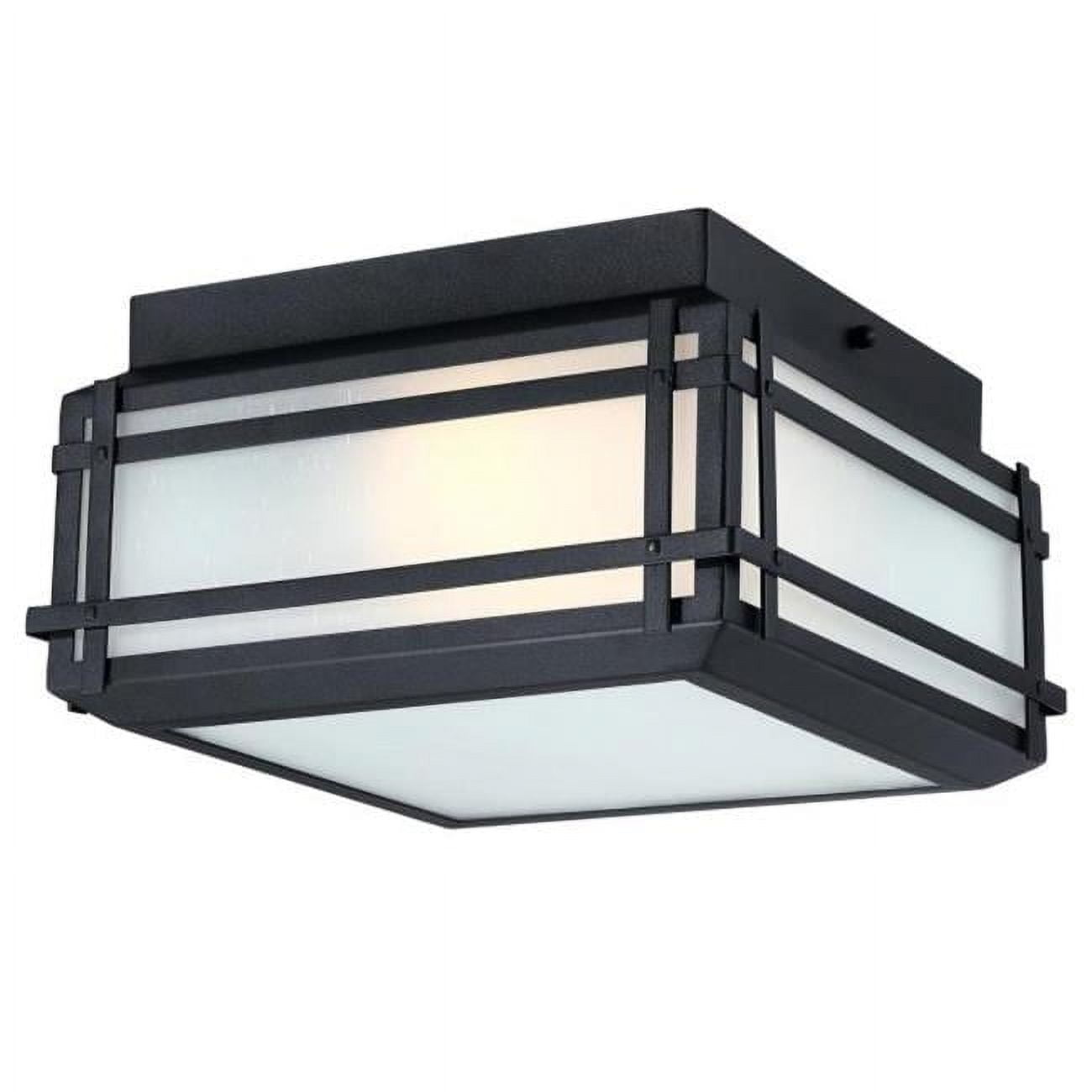Textured Black Frosted Glass Outdoor Flush Mount Light