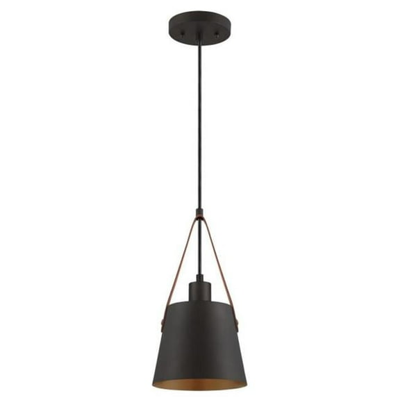 Westinghouse Lighting 6125300 Pasco One Light Indoor Mini Pendant with Leather Strap, Black-Bronze Finish
