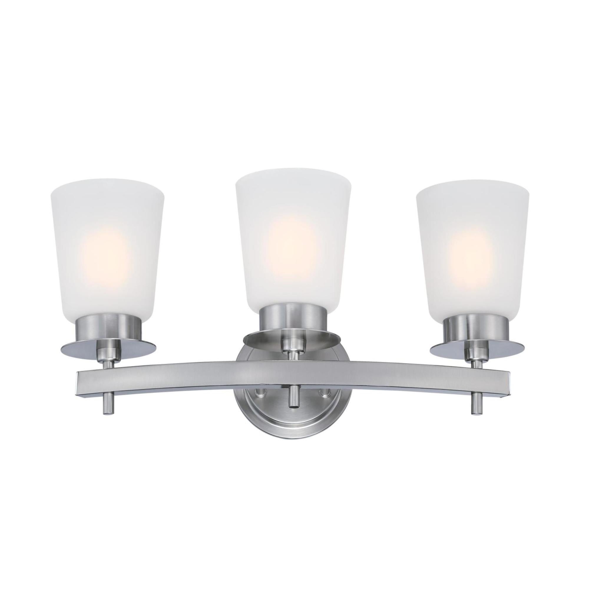 Reynaldo 23" Brushed Nickel Vanity Light with Frosted Glass Shades