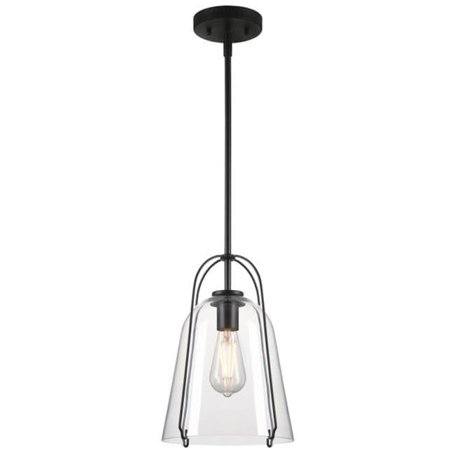 Kewadin Mini Matte Black and Clear Glass Bell Pendant Light