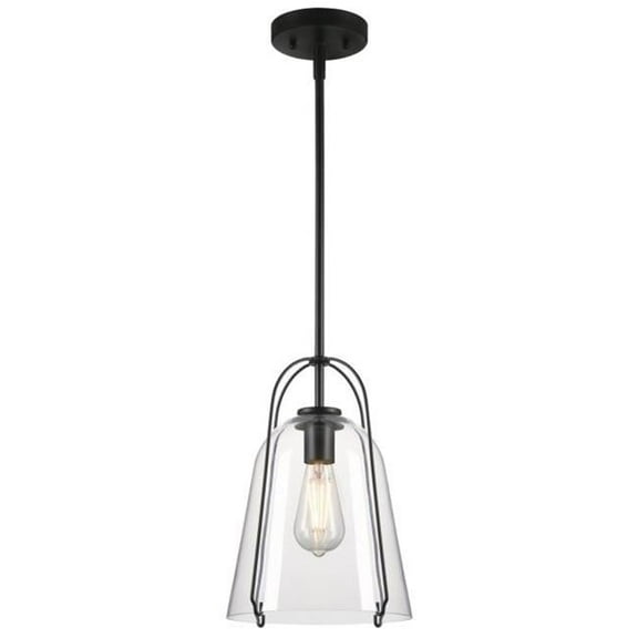 Westinghouse Lighting 6130100 Kewadin One Light Indoor Pendant, Matte Black & Clear Glass