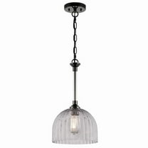 Westinghouse Lighting 6130300 Camrose One Light Indoor Pendant, Gun Metal & Smoke Grey Ribbed Glass