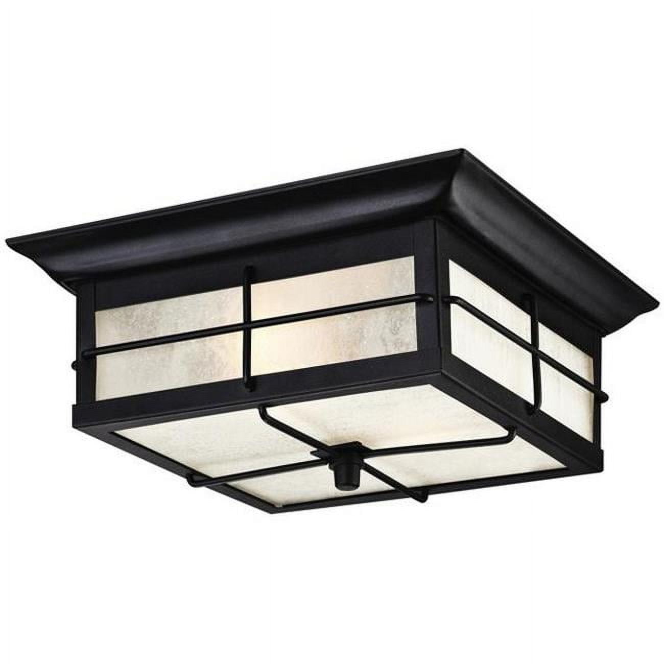 Orwell Textured Black Steel Outdoor Flush-Mount Light with Frosted Glass