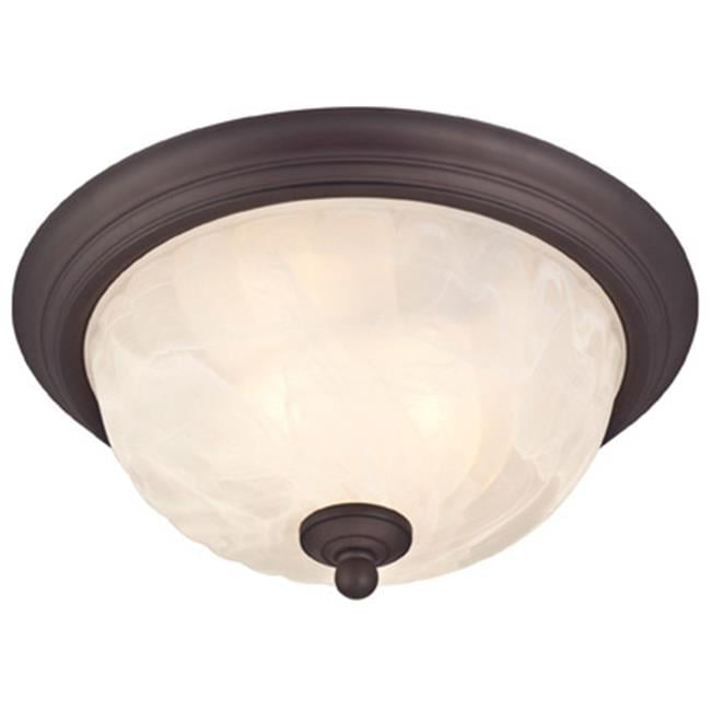 Oil Rubbed Bronze and White Alabaster Glass Flush-Mount Light