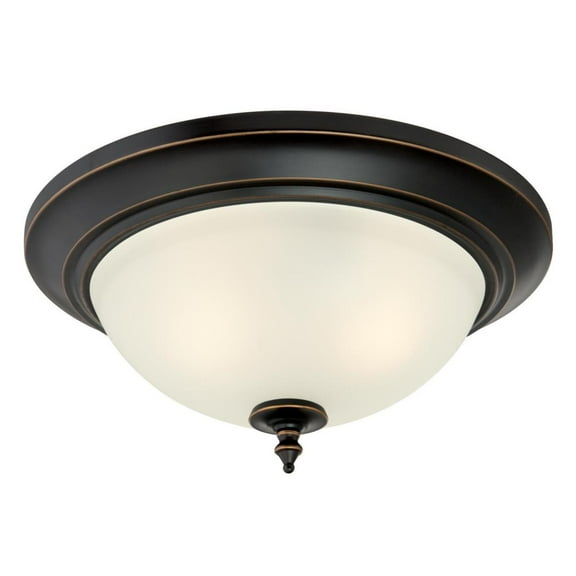 Westinghouse 6304800 Harwell Two-Light Indoor Flush Mount, Amber Bronze Finish with Frosted Glass
