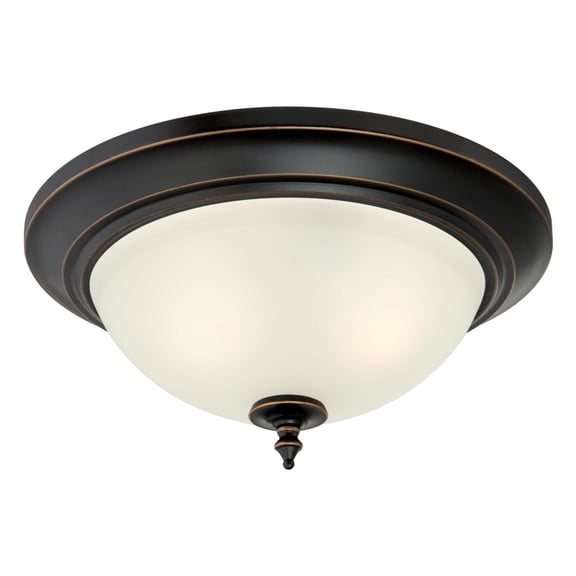 Westinghouse 6304800 Harwell Two-Light Indoor Flush Mount, Amber Bronze Finish with Frosted Glass
