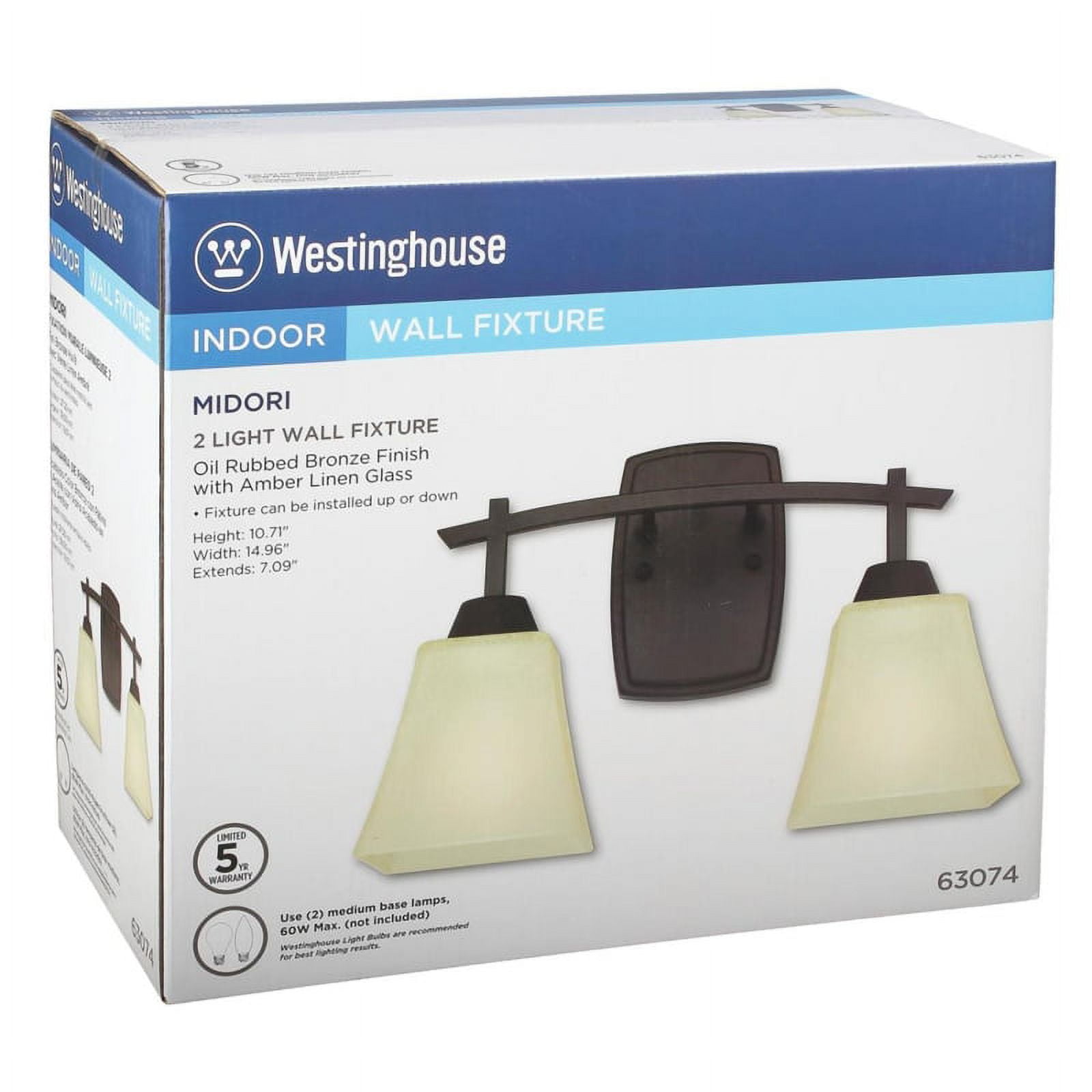Midori Oil Rubbed Bronze 2-Light Wall Sconce with Amber Linen Glass Shades