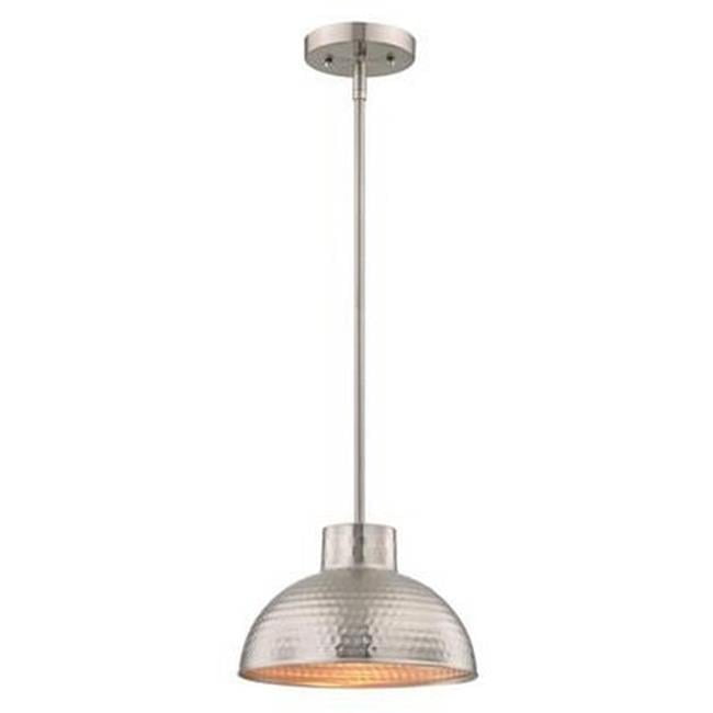 Modern Hammered Brushed Nickel Bowl Pendant Light