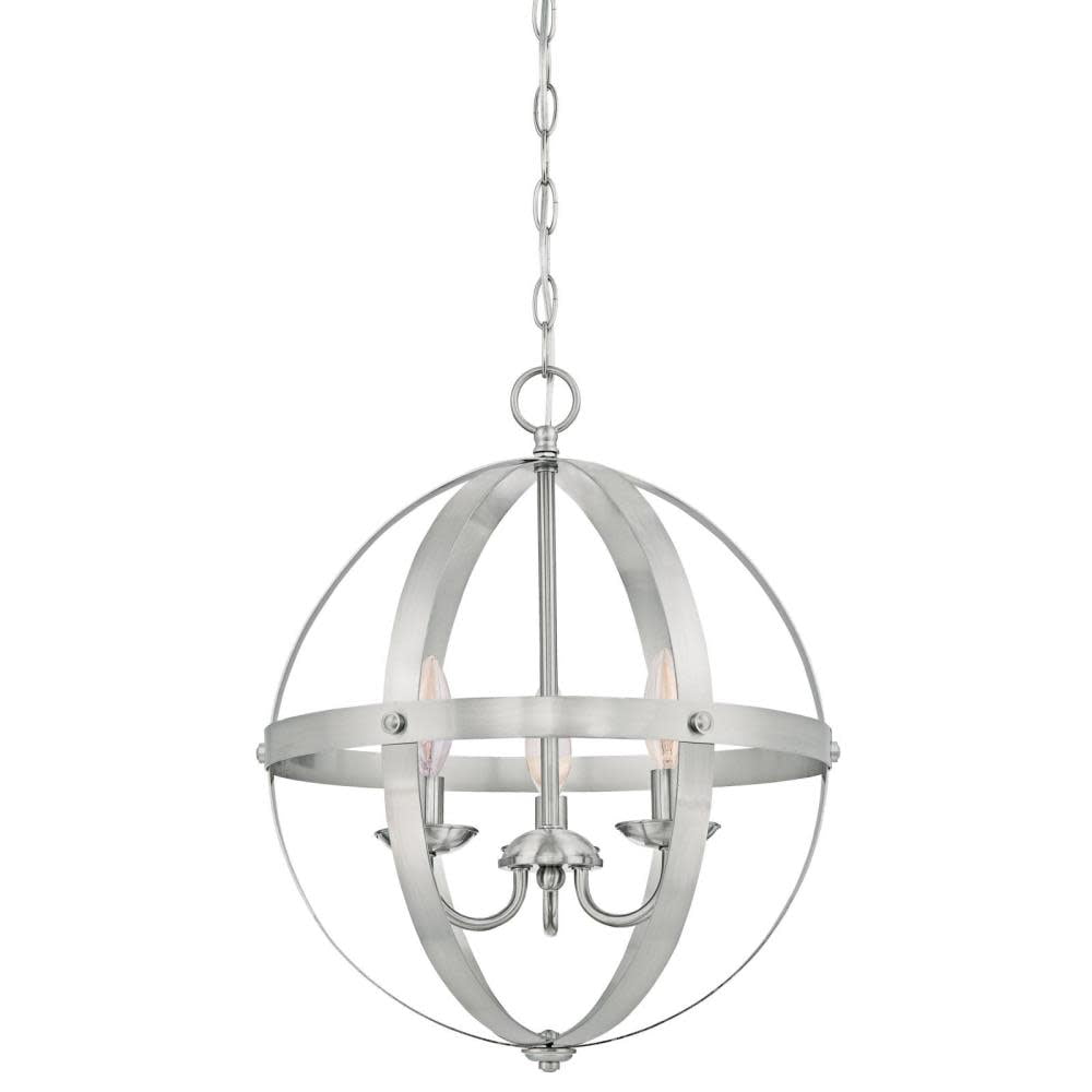 Elegant Stella Mira 15" Brushed Nickel Globe Chandelier with Industrial Charm