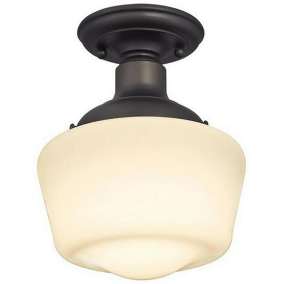 Westinghouse 6342200 Scholar One-Light Indoor Semi-Flush Ceiling Fixture, Oil Rubbed Bronze Finish with White Opal Glass
