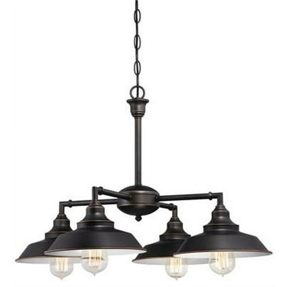 Westinghouse 6343300 Iron Hill Four-Light Indoor Convertible Chandelier/Semi-Flush Ceiling Fixture, Oil Rubbed Bronze Finish with Highlights