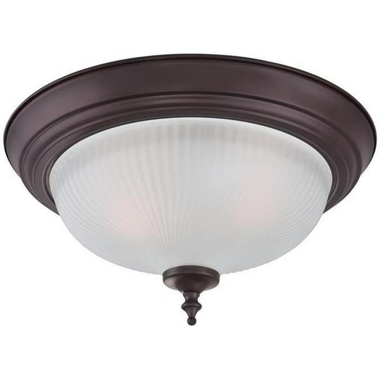 Traditional Oil Rubbed Bronze 13" Flush Ceiling Fixture with Frosted Swirl Glass