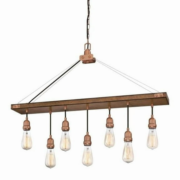 Westinghouse 6351400 Elway Seven-Light Indoor Chandelier, Barnwood Finish with Washed Copper Accents