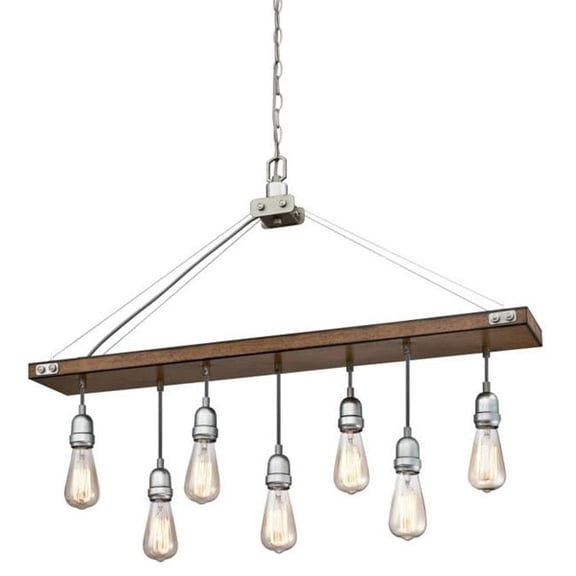 Westinghouse 6351500 Elway Seven-Light Indoor Chandelier, Barnwood Finish with Galvanized Steel Accents