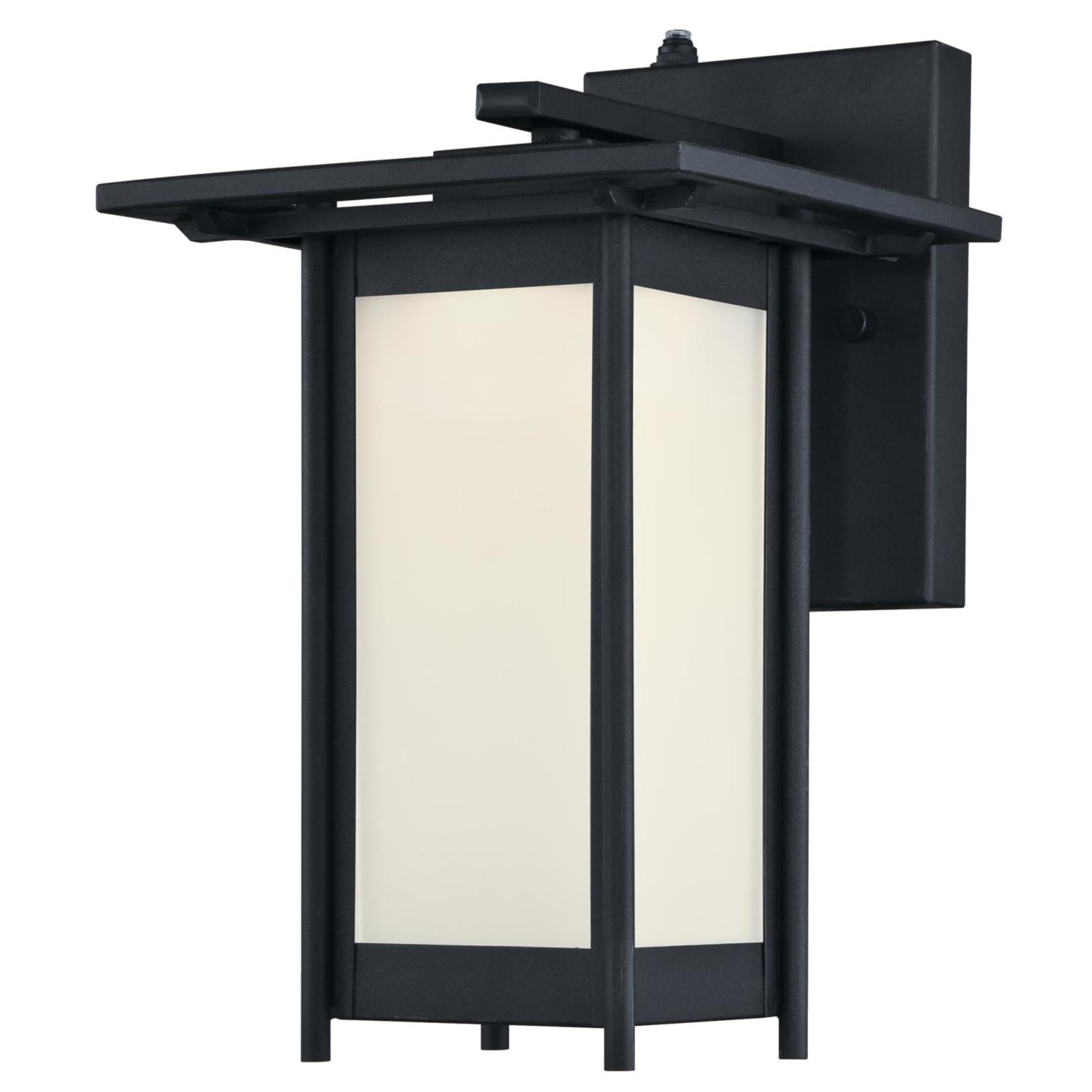 Textured Black Dimmable LED Outdoor Wall Lantern with Frosted Glass