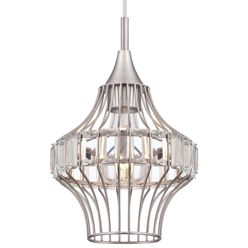 Shannon Crystal Prism Mini Pendant with Brushed Nickel Finish