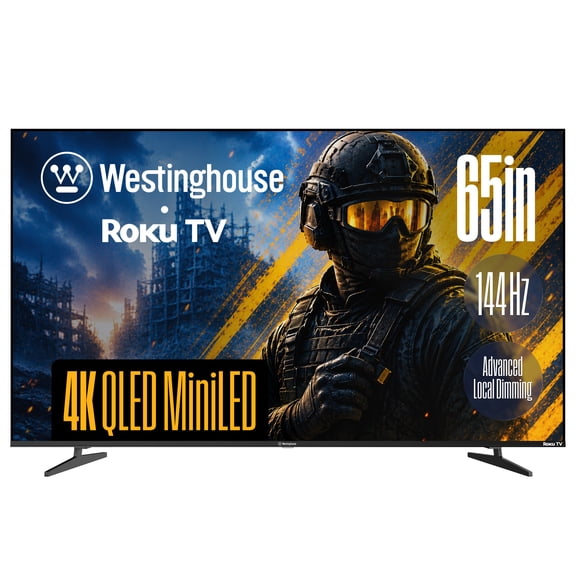Westinghouse 65 Inch Mini LED 4K UHD Roku Smart TV Max, Native 144Hz Refresh Rate, VRR & ALLM Gaming, QLED Quantum Color, Dolby Vision HDR, Local Dimming, MEMC Motion, HomeKit