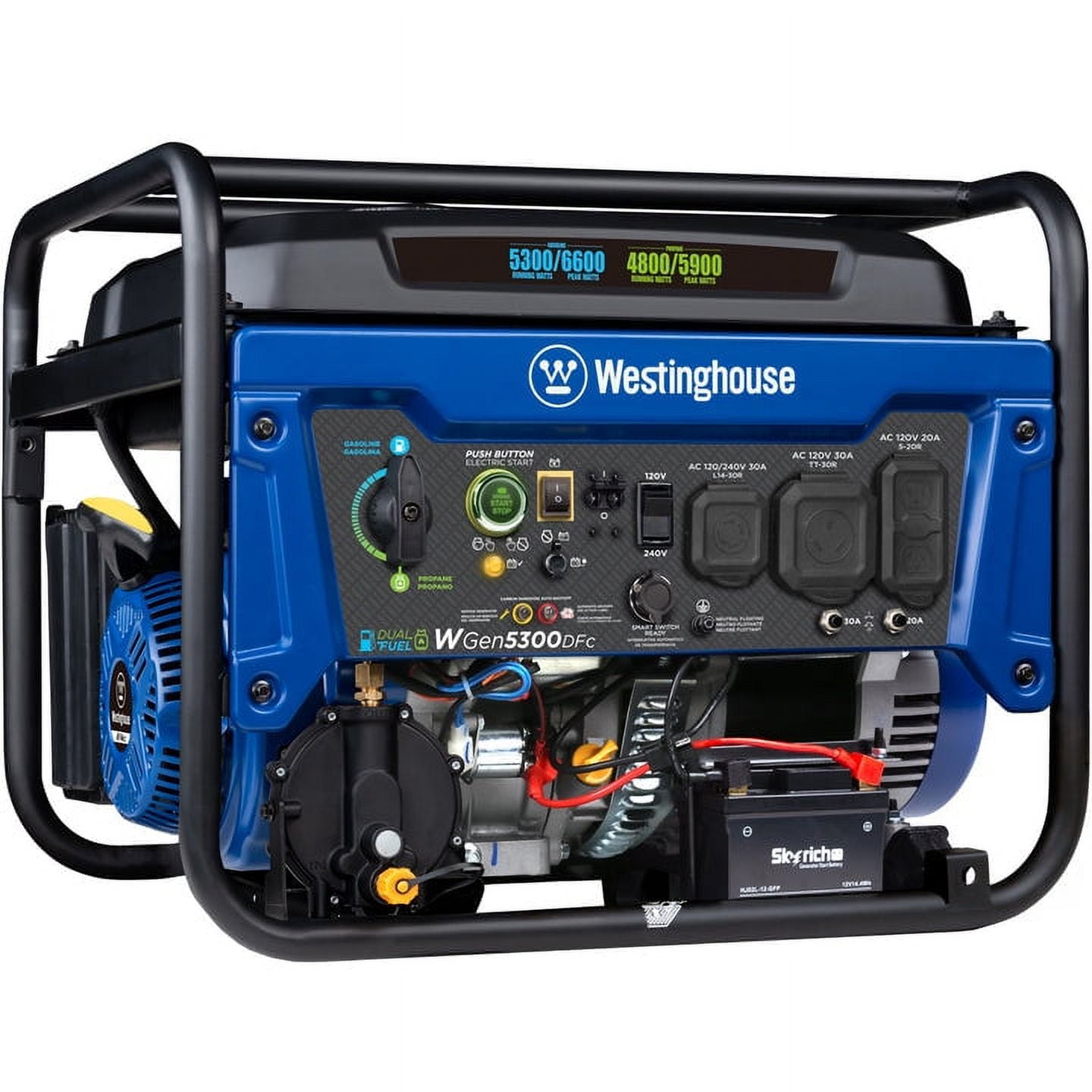 Westinghouse 6,600-Watt Dual Fuel Portable Generator with Remote Start, RV  and Transfer Switch Outlets and CO Sensor WGen5300DFc - The Home Depot